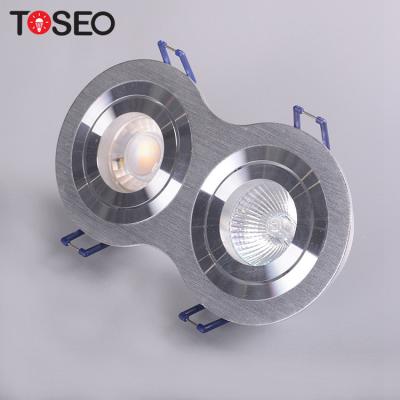 China Modern High Quality Aluminum Housing Downlight 5w Led Spot Light Indoor Round Adjustable Recessed Twin Head Down Light for sale