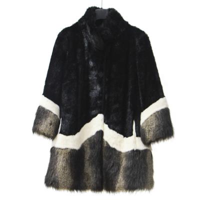 China Durable Faux Fur Double Sided Jacket For Women Warm Shepherd Coat And Sueded Coat Black Color JHL011 for sale