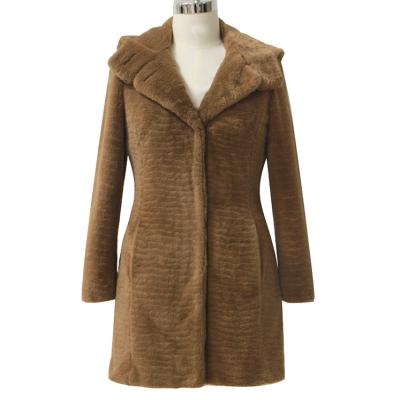 China Durable Faux Fur Double Sided Jacket For Women Warm Shepherd Coat And Sueded Coat Coffee Color JHL013 for sale