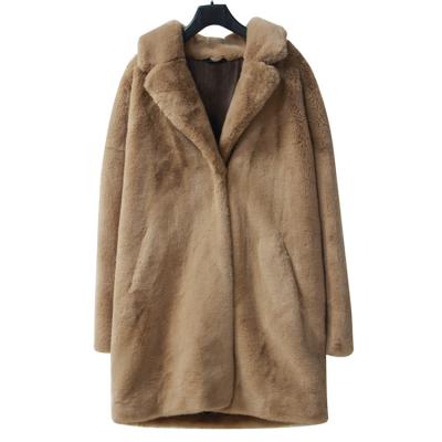 China Durable Double Sided Faux Fur Jacket For Women Warm Shepherd Coat And Sueded Coat Greyish White Beige Color JHL019 for sale