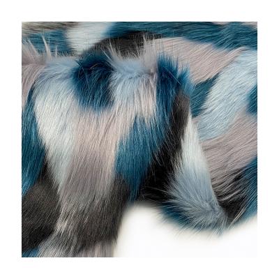 China Garment Long Pile Faux Fur Fabric For Home Garment Textile Fantasy Blue And Purple Luxury for sale