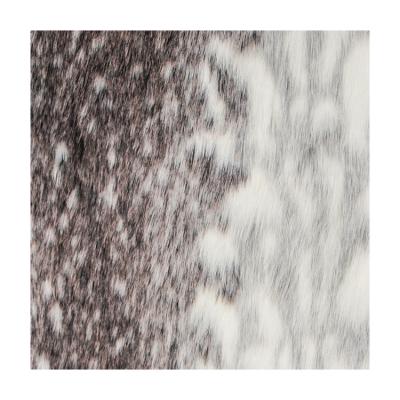 China Short Pile Garment Faux Fur Fabric For Home Garment Textile Fawn Pattern Gray And White for sale