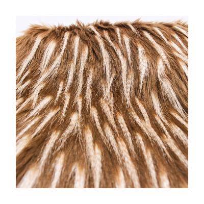 China Garment Plush Faux Fur Fabric For Home Garment Textile Jacquard Brown Ultra Soft Faux Fur With White Plush for sale