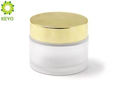 China Frosted Glass Cosmetic Cream Jar 30ml With Golden Aluminum Screw Lid for sale