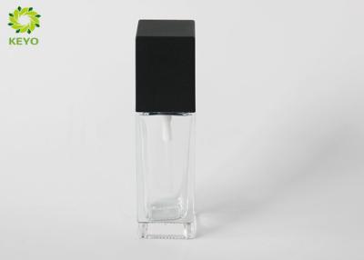 China Square Clear Glass Empty Cosmetic Containers With Pump Cap Capacity 30ml 1 OZ for sale