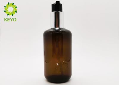 China 150ml PET Shampoo And Conditioner Bottles Amber Color With Matte Black Pump for sale