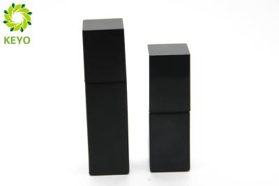 China Matte Black Square Glass Foundation Bottle With Plastic Pump Cap 20ml 40ml Optional for sale