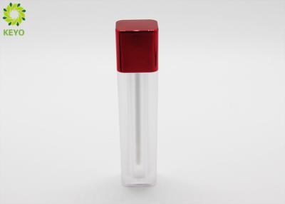 China Tubos vacíos cuadrados 5ml 6ml 8ml del lustre del labio con el casquillo rojo de electrochapado brillante en venta