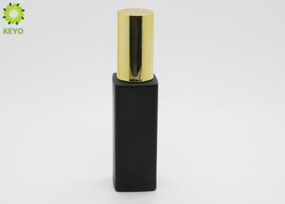 China 40ml Glass Cosmetic Containers , Square Shape Matte Black Lotion Pump Bottle for sale