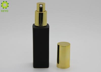 China 30g 1 OZ Empty Cosmetic Containers , Matte Black Glass Liquid Foundation Pump Bottle for sale