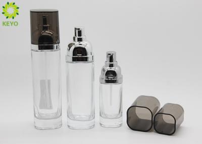 China botellas vacías claras formadas cuadradas de la loción 100ml con la bomba, paquete cosmético de cristal en venta