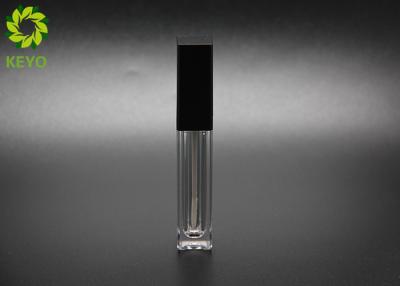 China Square Shape Custom Transparent Lip Gloss Empty Tubes Black Cap With Brush for sale