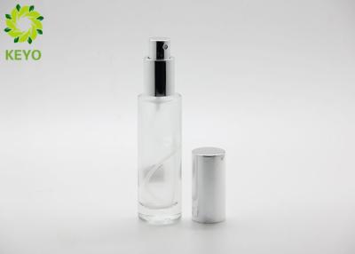 China Round Frosted Flat Shoulder Glass Bottle 30ml 60ml 80ml With Pump Lotion Cap for sale