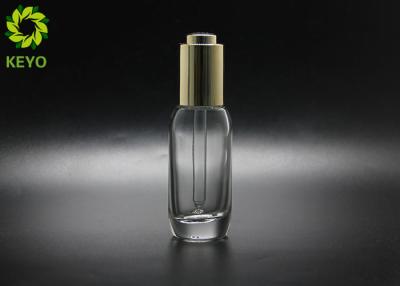 China 30ml Round Clear Glass Dropper Bottle With Thick Bottom For Essential Oil Serum for sale