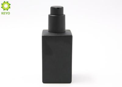 China Luxury Matte Black Square Empty Glass Pump Bottles 120ml For Body Serum for sale