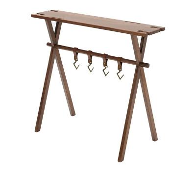 China Easy To Fold And Carry Walnut Camping Folding Table Outdoor Solid Wood Hanging Rack Can Be Used For Storage Party Barbecue for sale