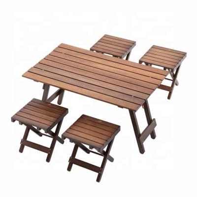 China Easy To Fold And Carry Wooden Kitchen Dining Garden Table And Chairs Set Outdoor Furniture for sale