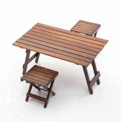 China Easy to Fold and Carry Outdoor Wooden Portable Folding Table and Chair set perfect for the beach, camping, picnics, barbecues and more for sale