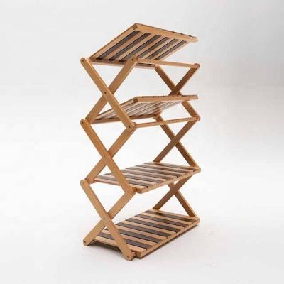 China New Product Folding Four Layer Wooden Folding Portable Shelf For Outdoor for sale