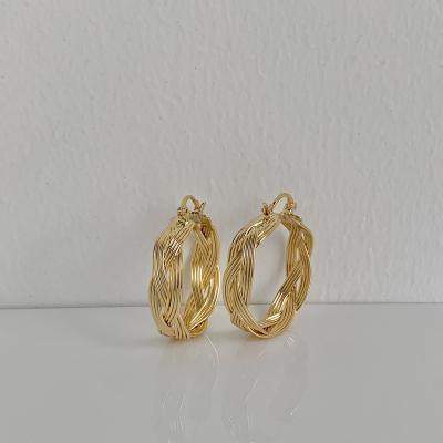 China Vintage Vershal A-476 Statement Gold Plated Personalized Big Weave Twisted Hollow Circle Earrings for sale