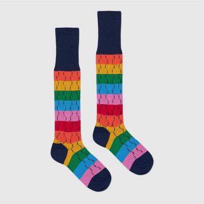 China Brand Letter G Socks Designer Rainbow Pattern Long Tube Socks QUICK DRY High End Luxury Socks for sale