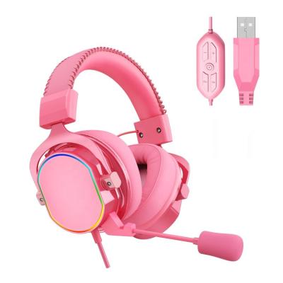 China RGB Light Headset Gaming 7.1 Edge Gamer Earbuds 3.5mm Headband Wireless Gaming Headset Earphone for sale