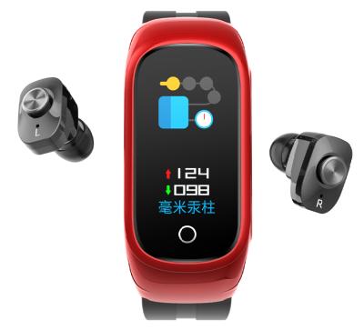 China Newest N8 Touch Screen BT Dual Caller Earbuds 2 in 1 Tws Smart Earphone Wristband Smart Watch With Earphone for sale