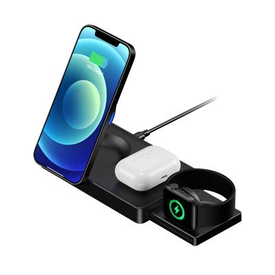 China Fast Wireless Charger Dock Station Stand 3 in 1 15W Led Lightweight Magnetic Wireless Charger Stand for iWatch for iPhone FOR Airpods for sale