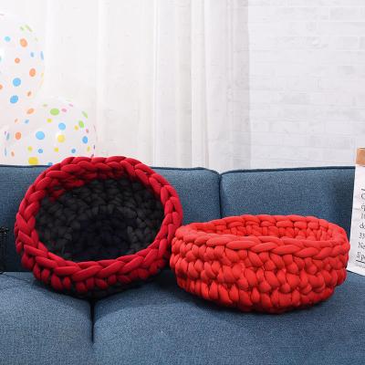 China 2021 Giant Chunky Hand Knitting Cotton Tube Anti-bacteria Polyester Cavity Velvet Yarn for sale