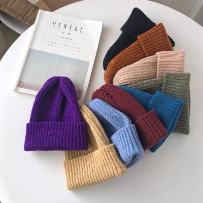 China JOINT Fashion Candy Colors Winter Hat Women Knitted Warm Soft Fashionable Beanie Hat Cap Style for sale