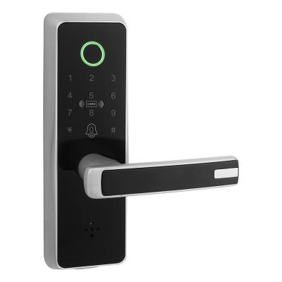 China Home/Apartment/Office/Airbnb Projects New Smart Tuya Biometric Tooth Door Lock Glass Waterproof Electronic App Blue Lock for sale