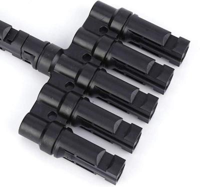 China Hot Selling Material Insulation /Tinned Copper T Branch Pipes Male To 5 Female / Female Solar Panel Cable Connectors Cable Splitter Coupler for sale