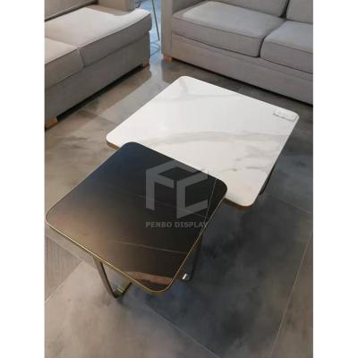 China (Others) Marble and Iron Art Square Store Content Tea Table Height Combination Adjustable Coffee Tables for sale