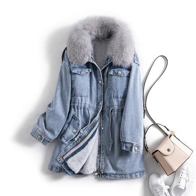 China Anti-wrinkle women's winter coat casual fur parka women with wool collar winter jackets for ladies for sale