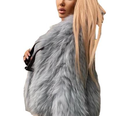 China Elegant Loose Faux Fur Home Fashion Textile Button Covered Women Long Sheath Short Coats for sale