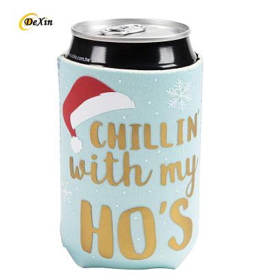 China Waterproof Custom Christmas promotional gifts Beer Skinny Coolie neoprene Can Cooler Sublimation printing Sleeve coozies for sale