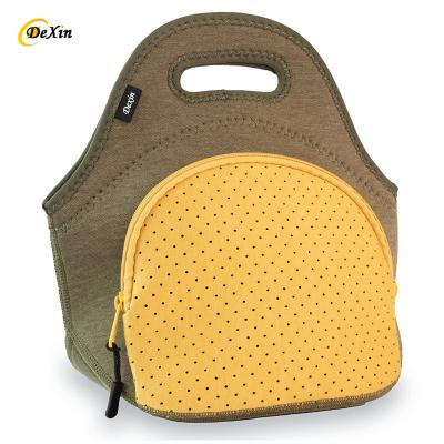 China Waterproof Custom Logo High Quality Reusable Portable Neoprene Thermal Lunch Tote Bag Insulated Lunch Bag For School Kids for sale