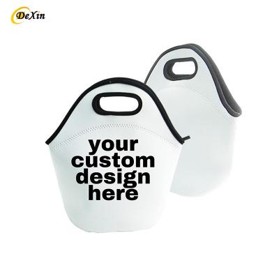 China Waterproof Wholesale DIY White Portable Insulation Zipper Tote Sublimation Color Zippered Neoprene Lunch Bag for sale