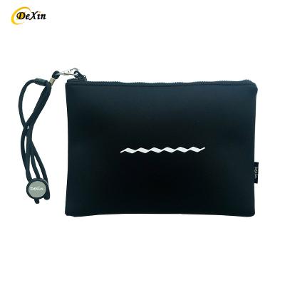 China Durable Custom Logo Print Neoprene Pencil Travel Zipper Makeup Bag Cosmetic Pouch Bag Waterproof Makeup Pouch for sale