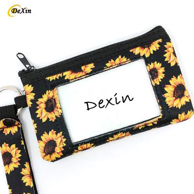 China High Quallity Custom Neoprene Coin Purse with strap Women Mini Wallet Bag Custom Logo Neoprene Card Holders for sale