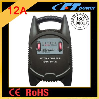 China 12AMP Transformer Electric Car Battery Charger 10ah-160ah Lead Acid Battery Integrated Linear Toroidal 6v 12v Charger for sale