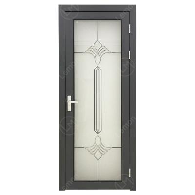 China Cheap Price Weatherproof Gray Frosted Glass Aluminum Bathroom Swing Door For Sale for sale