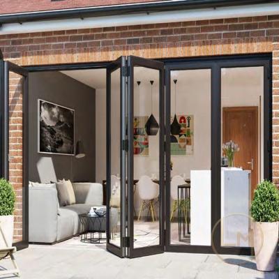 China Modern hot sale folding door impact resistance glass heavy duty aluminum double folding door for villa for sale