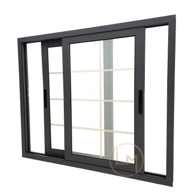 China Magnetic Screen Residential Balcony Waterproof Tempered Glass Aluminum 3 Tracks Custom Thermal Sliding Window for sale