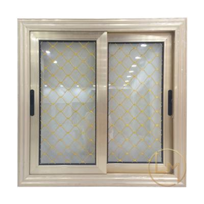 China Champagne Magnetic Color Modern Design Aluminum Screen Profile Sliding Windows for sale