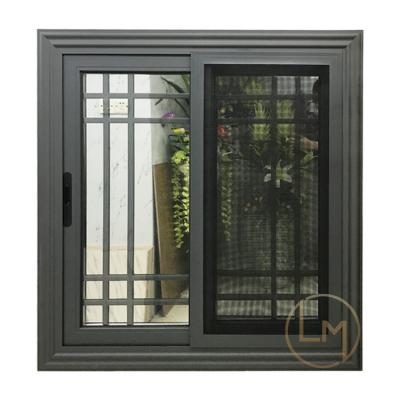 China Good Magnetic Screen Sealing Glazed Sliding Window Energy Saving Powder Coated Aluminum Window For Bedroom for sale