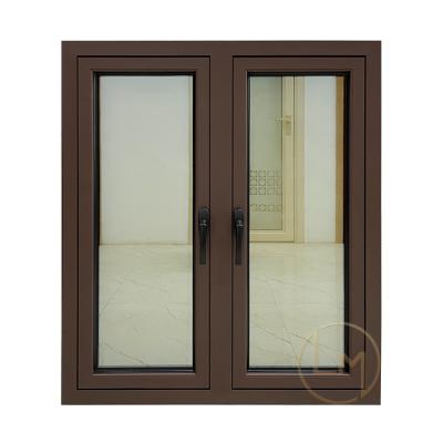 China Modern Design Magnetic Screen Sound Proof Glazed Aluminum Window Brown Casement Window For Bedroom for sale