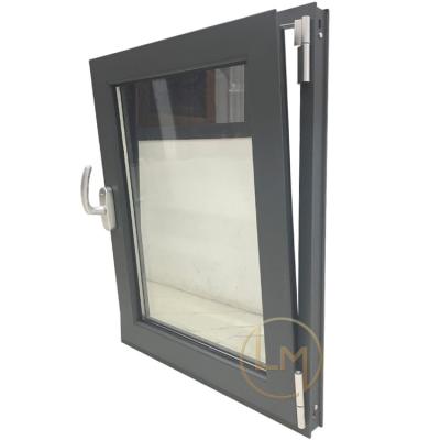 China Simple Screen Design Gray Casement Window Tempered Clear Glass Tilt Tower Magnetic Window For Villa for sale