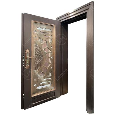 China China Factory OEM Logo Home Security Luxury Villa Entrance Anti-theft Iron Stainless Steel Door for sale