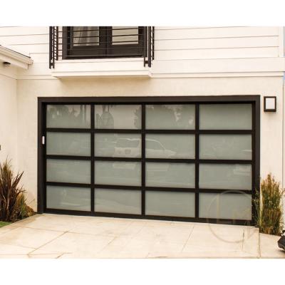 China Modern High Quality Aluminum Mirror Glass Galvanized Sheet Metal Tempered Glass 16x7 Garage Door for sale